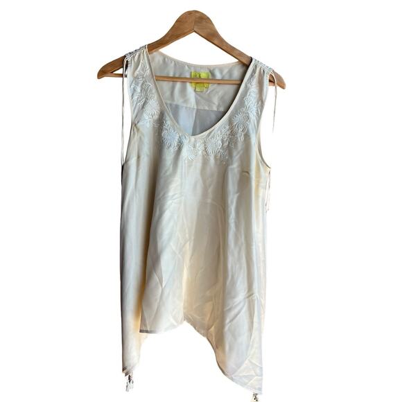 ANTHROPOLOGIE  Maeve Silk Embroidered Afterglow Peasant Top Blouse Sz SMALL - Picture 1 of 8